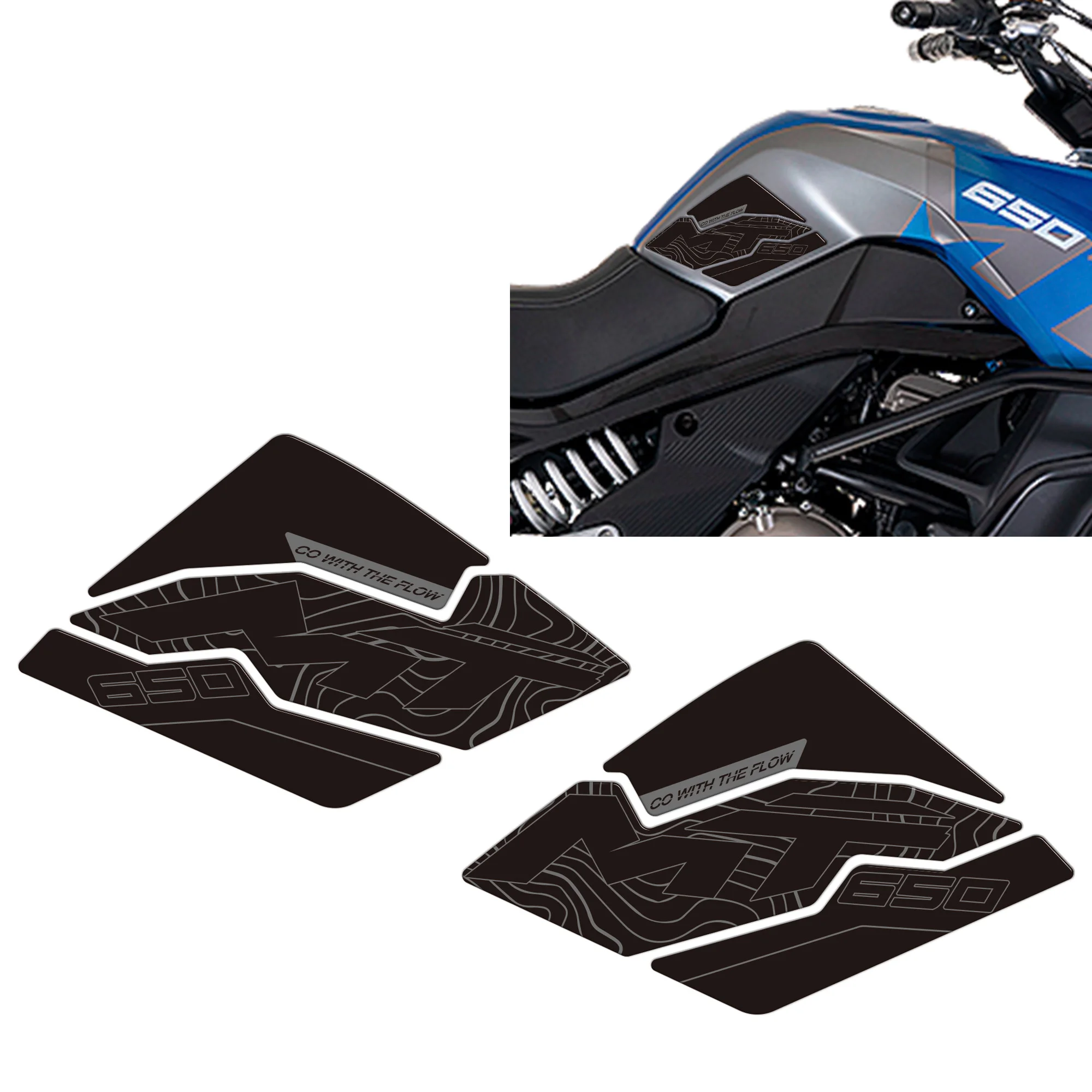 compatible with For CFMOTO CF MOTO 650mt 650MT Adhesive 3D Side Tank Protector motorbike ADV Tank Pad Side Grips Gas Fuel Oil Kn