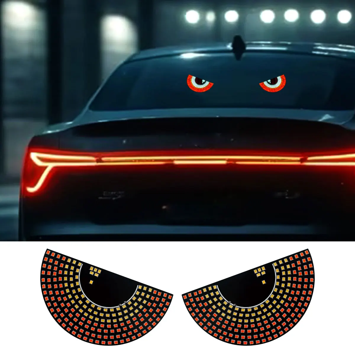 Car Windshield Devil's Eyes LED Strobe Light Vehicle Signal Matrix Panel Warning Decorative Light USB