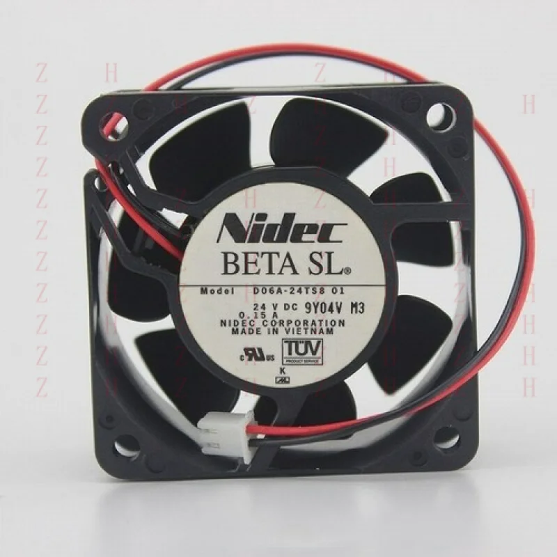 

XXZ for Nidec D06A-24TS8 01 DC 24V 0.15A 60*60*25MM 6CM 2 Wire Inverter Cooling Fan