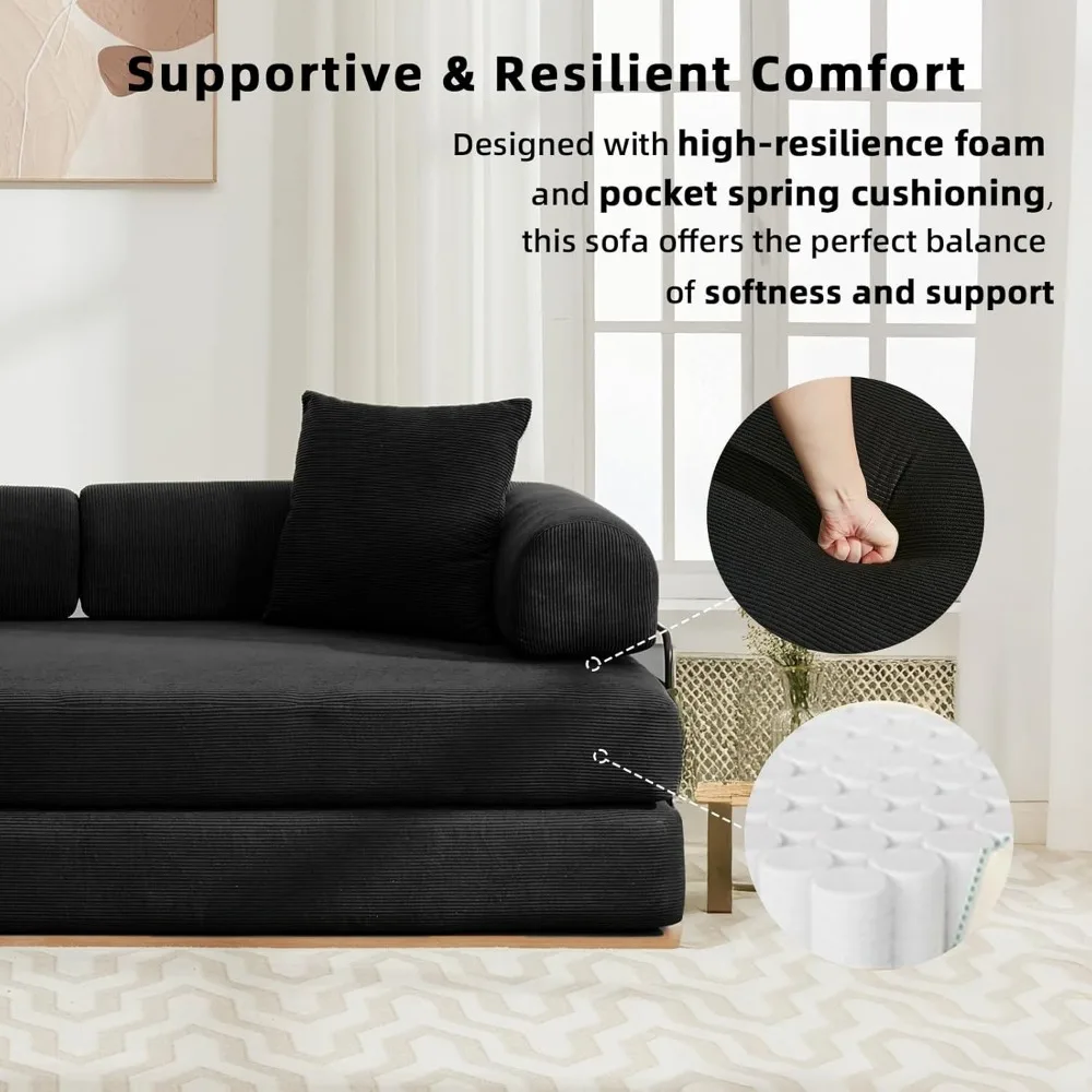 أريكة سرير قابلة للتحويل 4 في 1 بحجم كينج مع وسائد قابلة للإزالة وقاعدة قابلة للطي غير قابلة للانزلاق للمعيشة المريحة