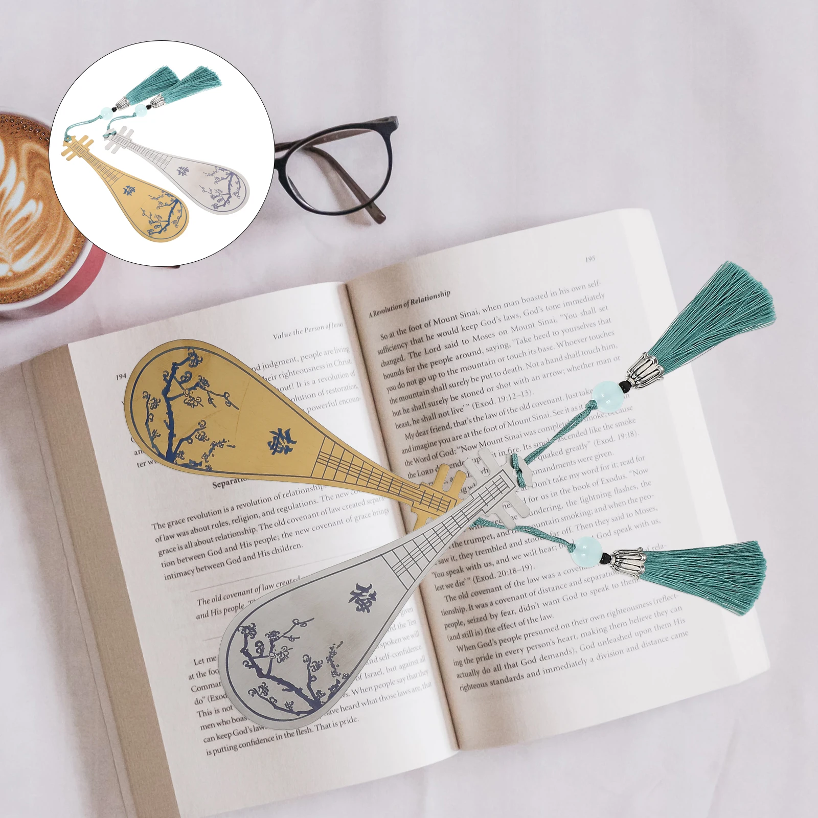 

2pcs Chinese Style Bookmarks for Students Craft Readers Metal Bookmark Decorative Hanging Ornaments Unique Gift Writers