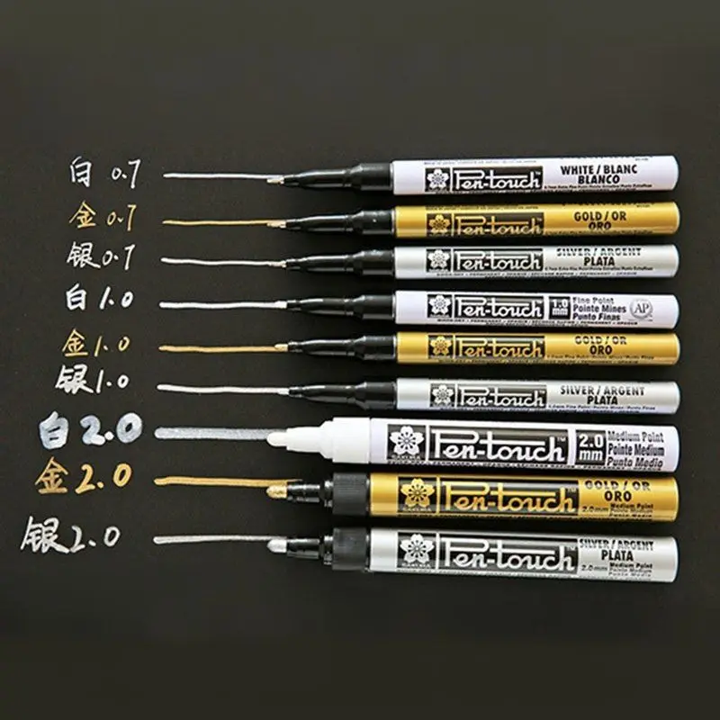 

Sakura White Gold Waterproof Permanent Oily Marker Pen School Office Supply Paint Tire CD Glass Cup Artist Comic Drawing Tool