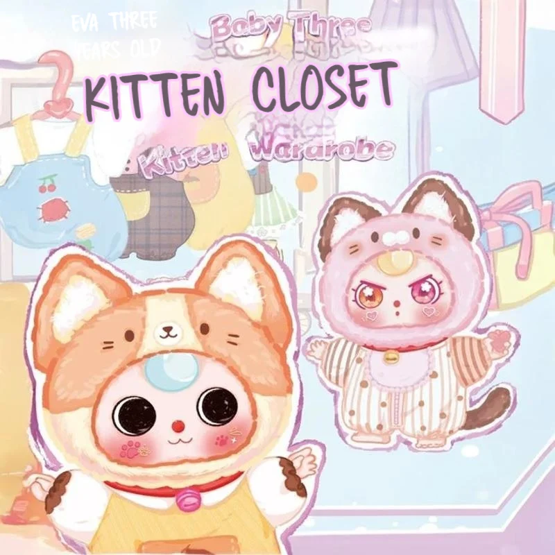 

New Babythree Cat Closet Series Mystery Box Fashionable Trendy Toy Kawaii Cartoon Lovely Action Anime Model Girl Gift For Kid