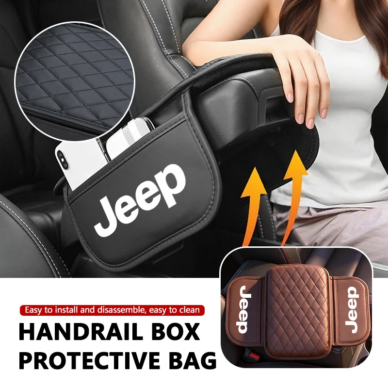 

Multi-Functional Car Armrest Storage Bag Center Console Protective Pad Accessory For Jeep Cherokee Wrangler JK Gladiator Compass