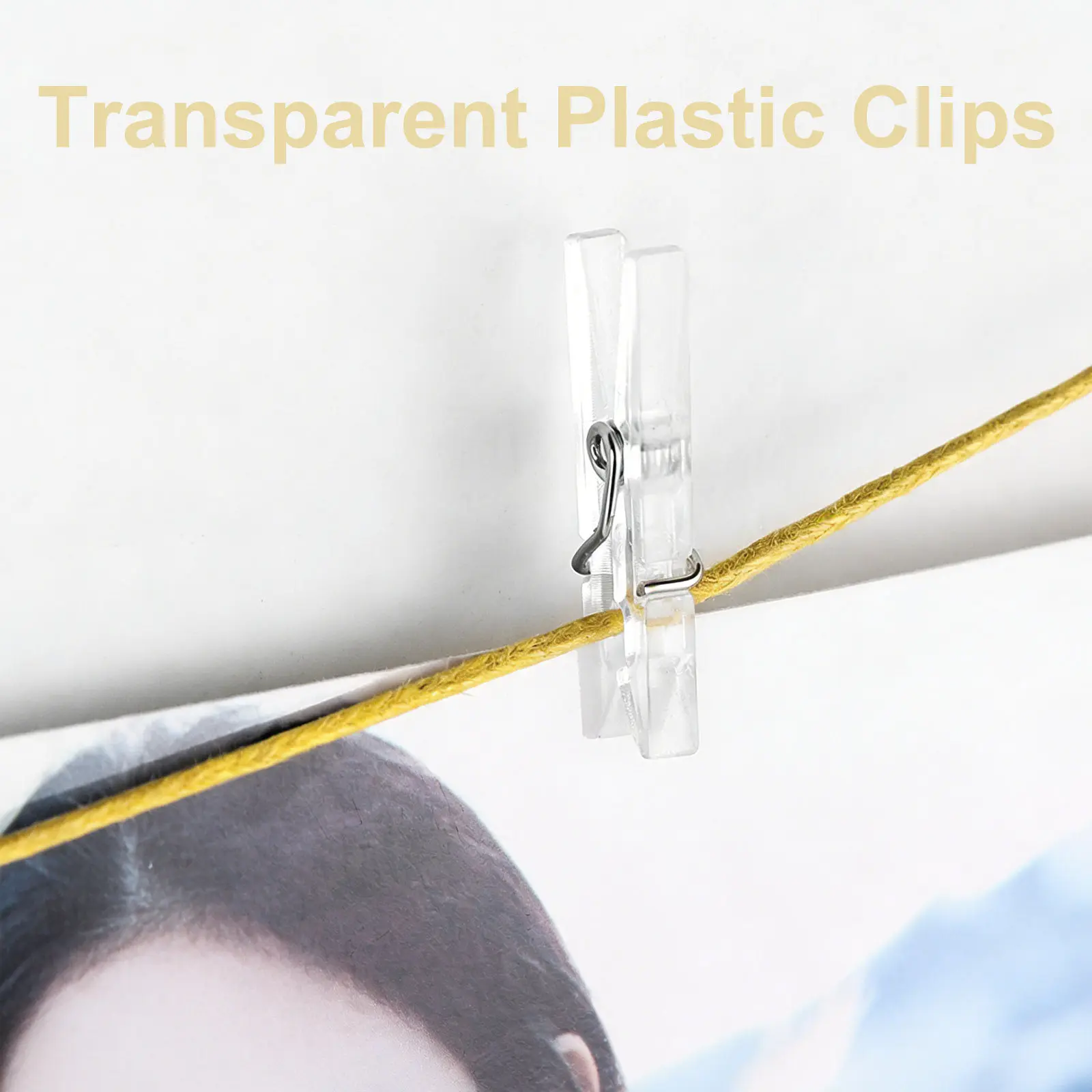 100Pcs Mini Clothes Clips Spring Hanging Clamps Transparent Plastic Clips for Clothes Line Photo Display Bag Sealing Memo