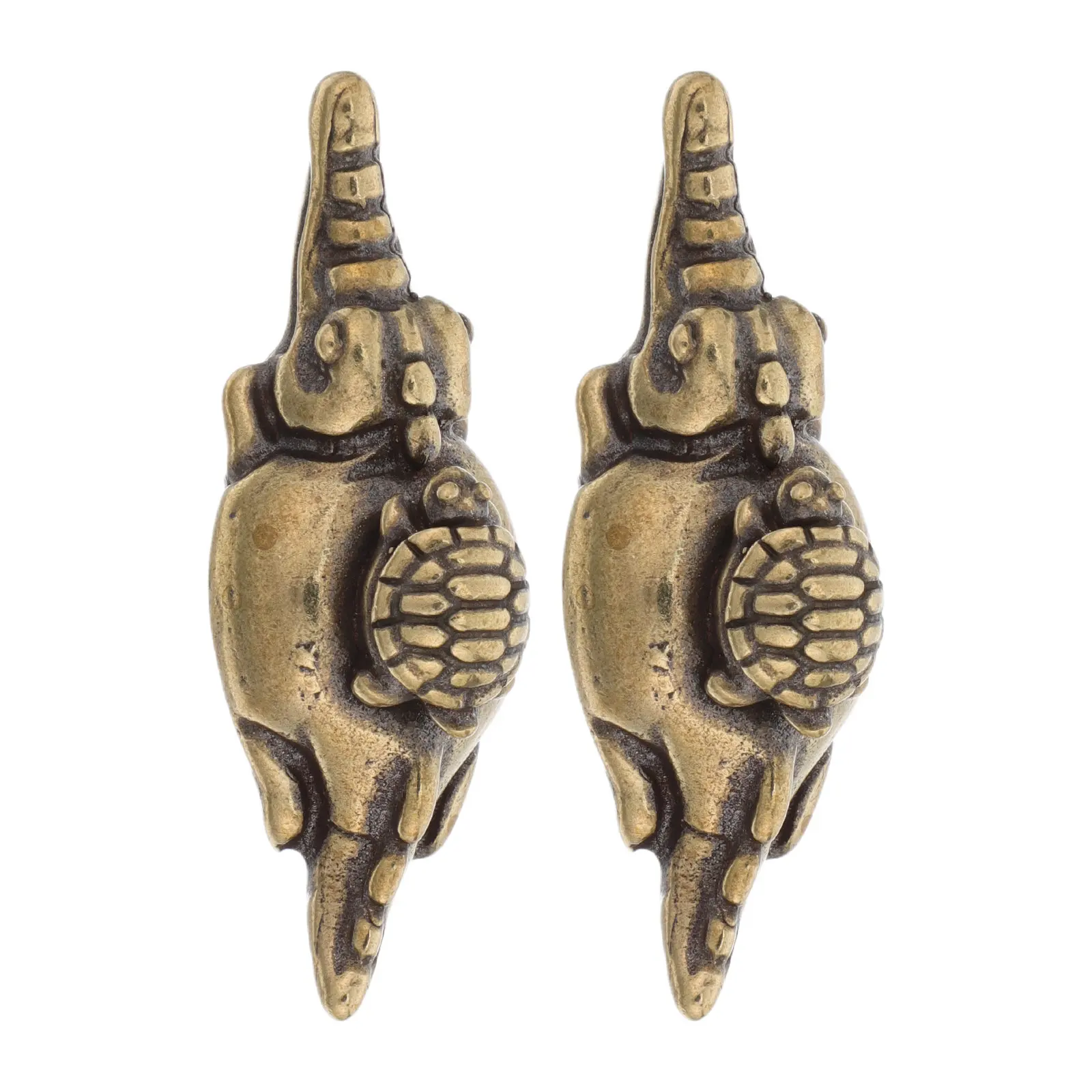 2Pcs Brass Animal Cabinet Handles Turtle Riding Crocodile Coastal Drawer Pulls Vintage Nautical Kitchen Dresser Knobs Ocean