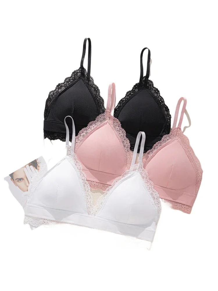 

KUCLUT FR Girls American Sexy No Underwire Triangle Cup Underwear Female Small Chest Gathered Up Bra Cover Bra Thin Pure Wind
