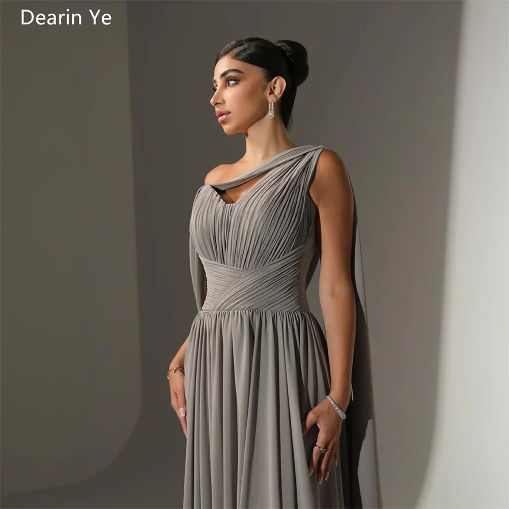 Customized Saudi Arabia Dearin One Shoulder A-line Floor Length Skirts Draped Layered Tulle Bespoke Occasion Dresses Evening Dre