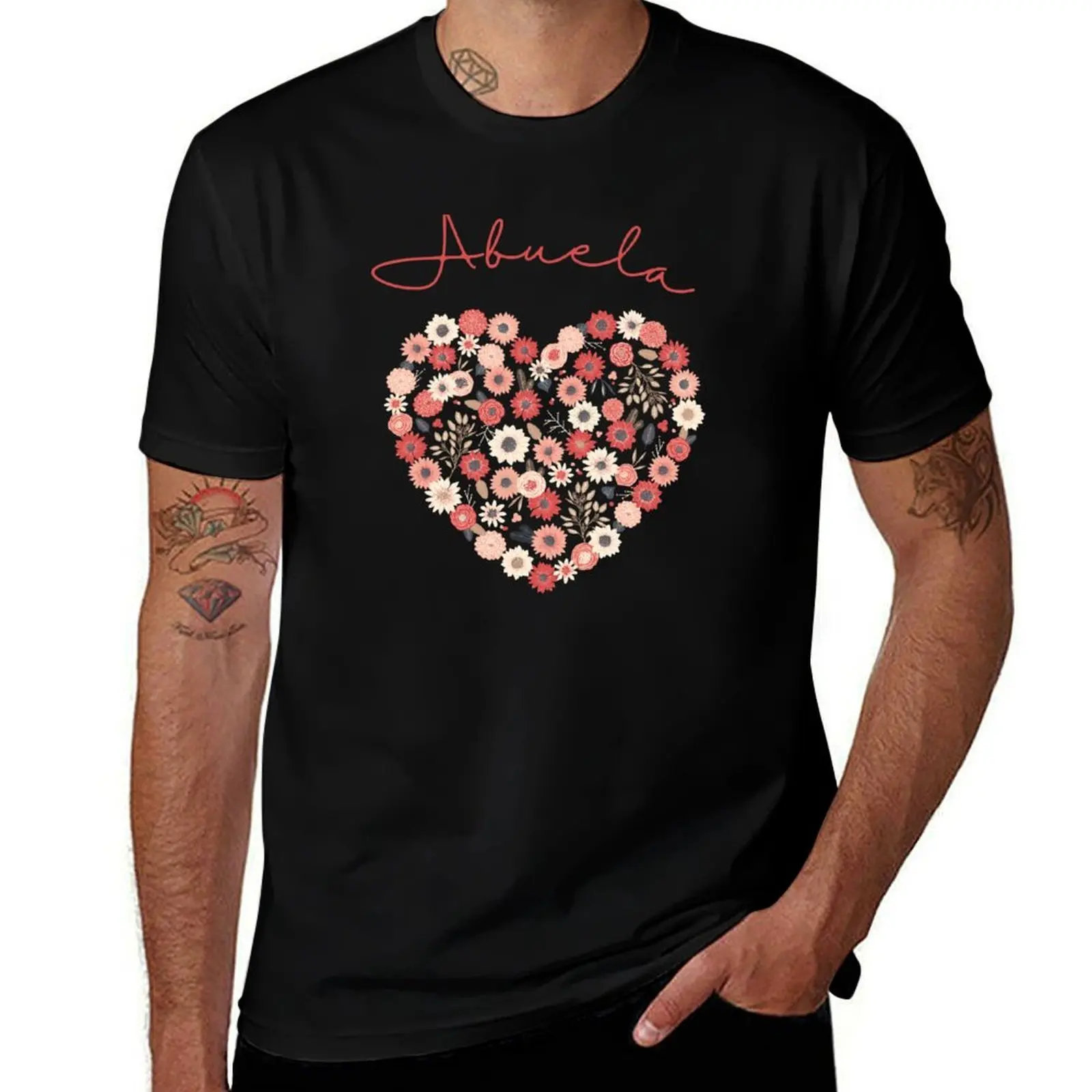 Футболка Abuela Floral Heart T-Shirt больших размеров, универсальная футболка
