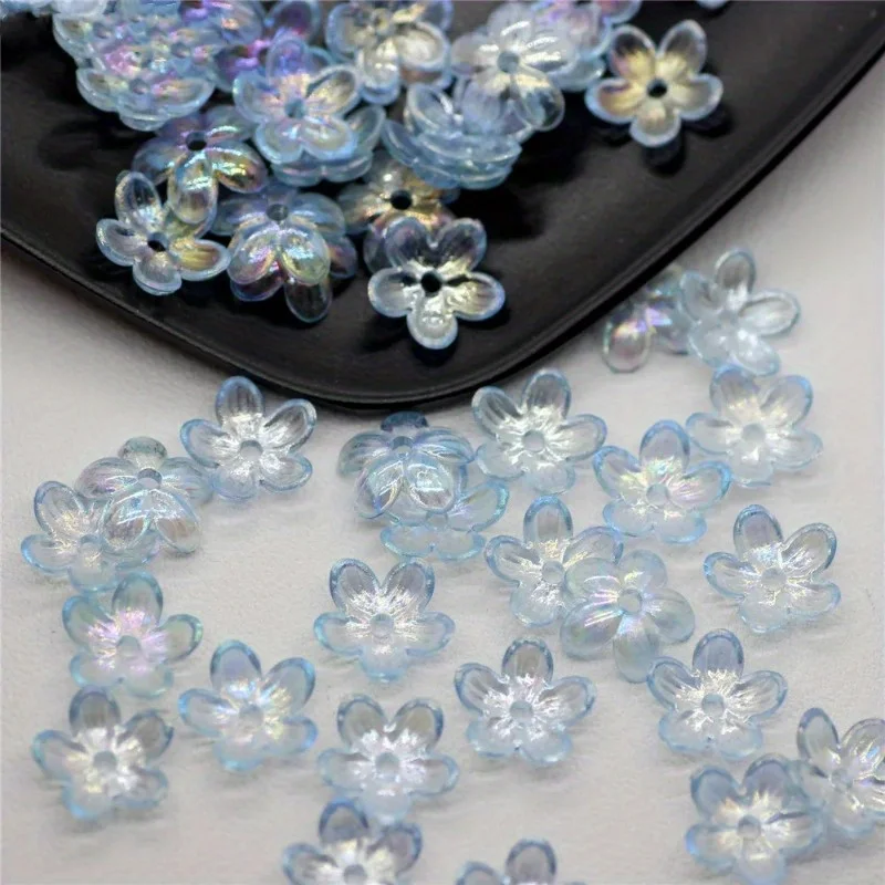 100PCS 12mm Fashion Petal Flower Beads Acrylic Frosted Flower Beads Bowknot Tie Bead for DIY Sewing Buttons DIY Material