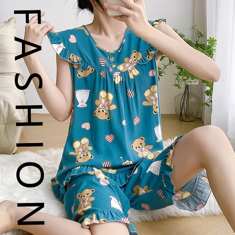 

Хлопковые и шелковые пижамы, женские летние пижамы без рукавов с рюшами по краям, летний жилет из искусственного хлопка, милый жилет на подтяжках, средние брюки, два