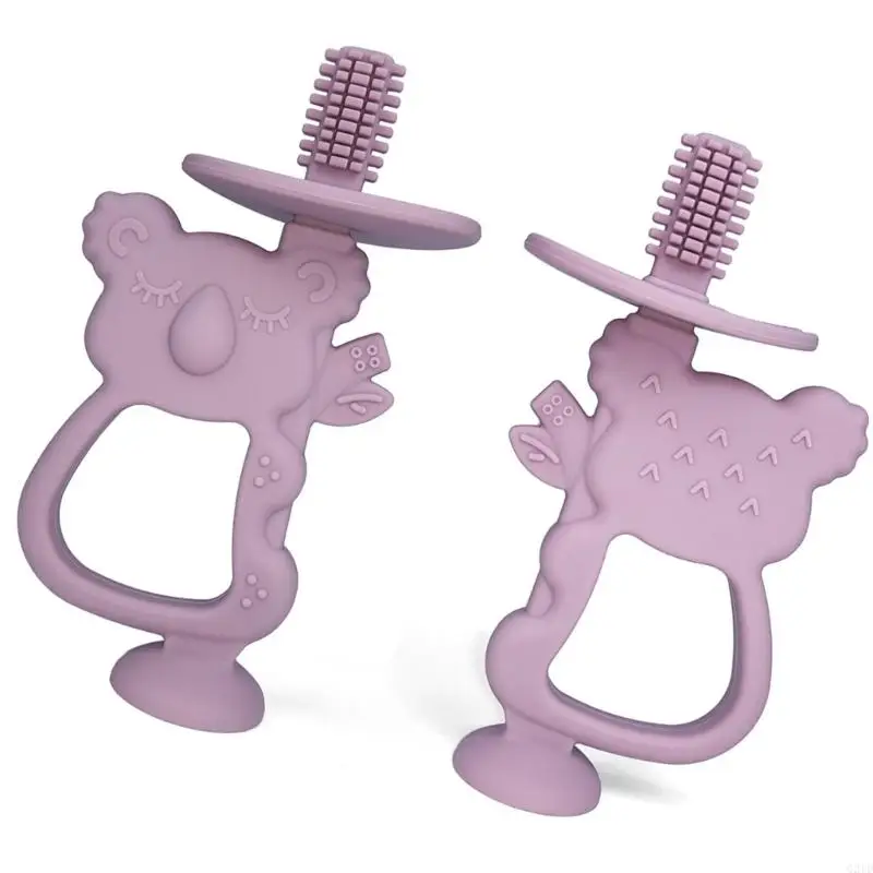 G2TD 360 Degree Baby Toothbrush with Suction Base Baby Teething Toy Koala Shaped Training Toothbrush Teethers Chewing Toy