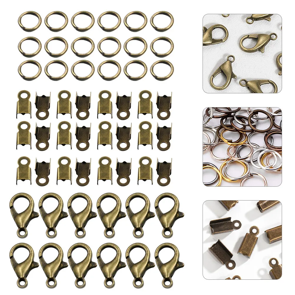 1Set Jewelry Findings Set Versatile DIY Components for Necklace Bracelet Repair Lobster Clasps Jump Rings Assembly Tools