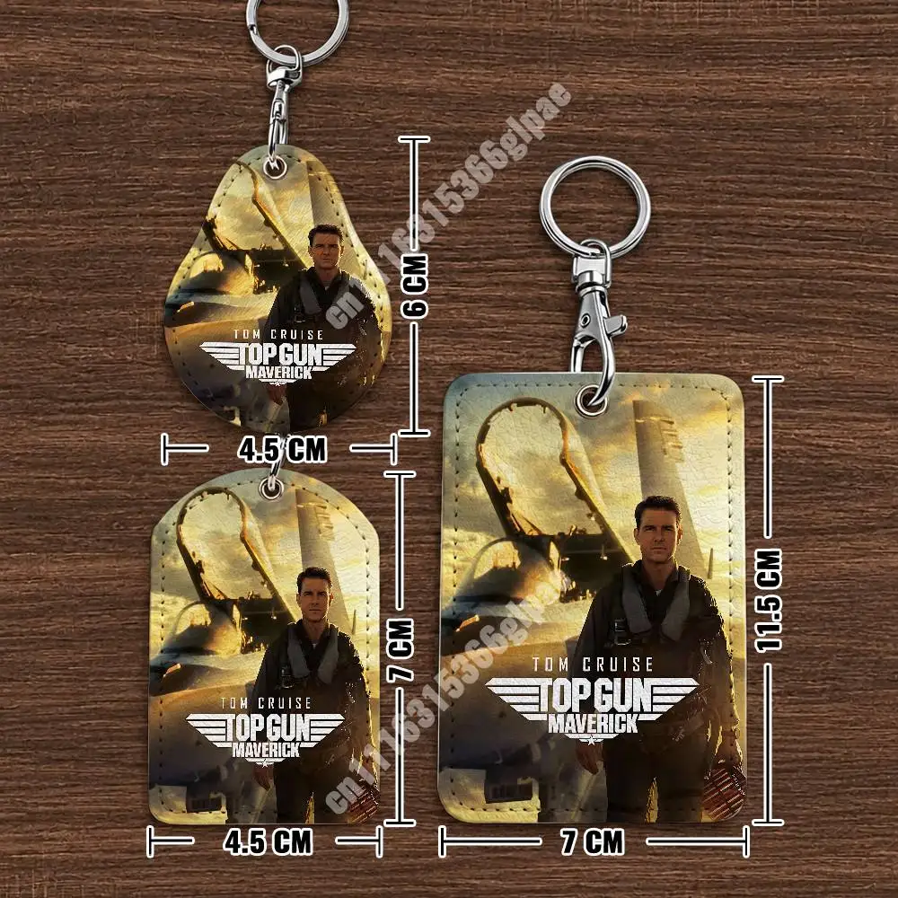 T-Top Gun T-Tom C-Cruise M-Maverick Leather Keychain Card Holder for Airtag & ID Cards Business Bag Charm