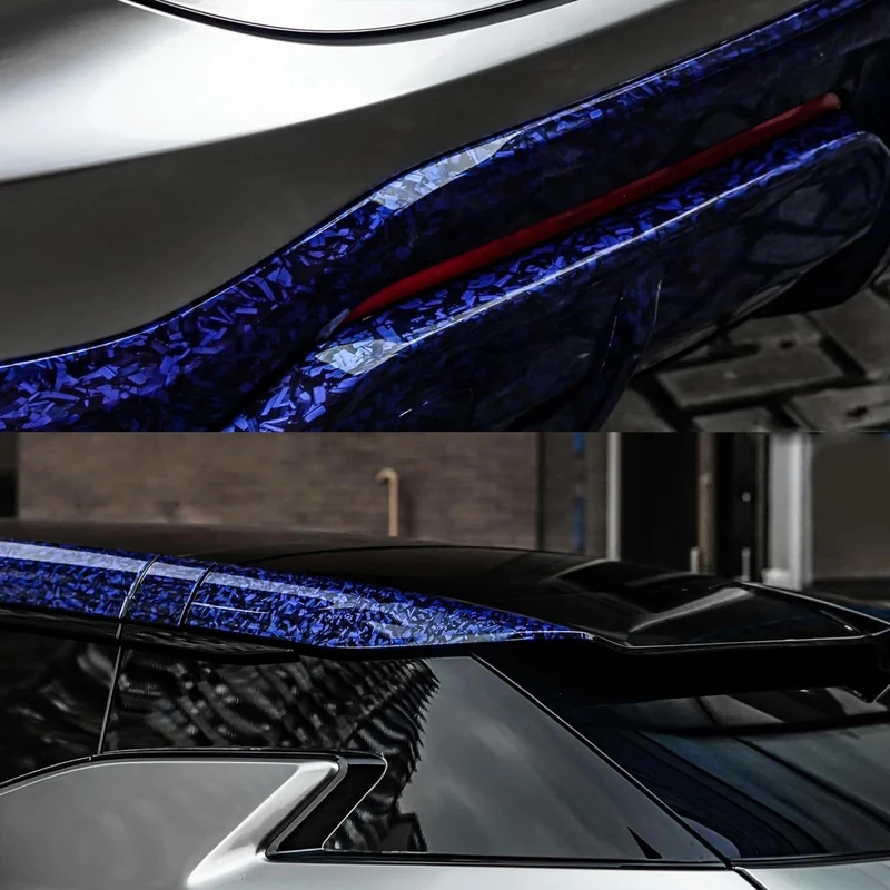 Premium PET High Gloss Blue Forged Carbon Fiber Vinyl Wrap Film Rolle Air Release Selbstklebende Auto Aufkleber Aufkleber Verpackung – Detail 2