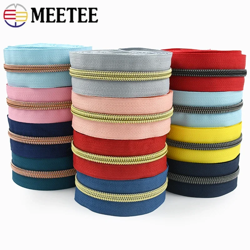 1-10M 5# Nylon Zippers Tape For Sewing Bags Plastic Zipper By The Meter Jacket Closure Zips Garment Zip Repair Kit DIY Accessory