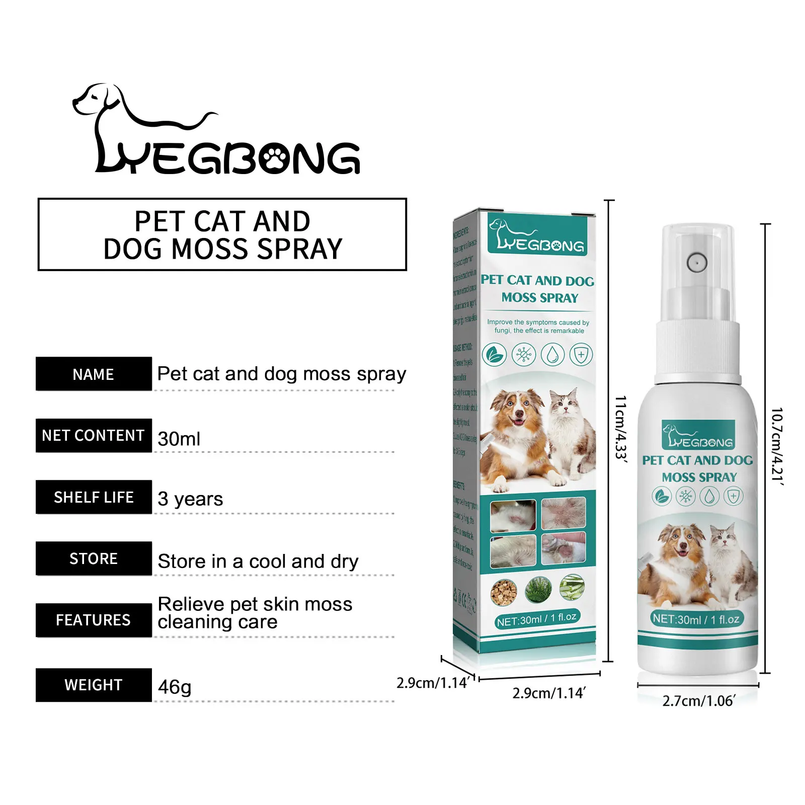 Pet Skin Care Spray Dermatitis Allergy Antibacterial Flea Tick Killer Puppy Mite Removal Relieve Itching Cat Ringworm Treatment