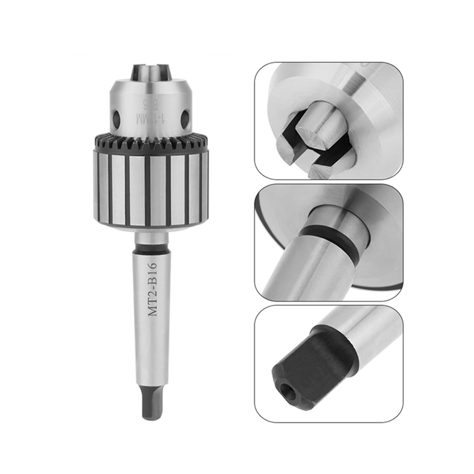 Drill Chuck Steel Drill Chuck Lathe Drill Chuck 1-13mm Capacity Carbide Steel MT2-B16 Arbor Key Type Drill Chuck Mini Lathe Tool