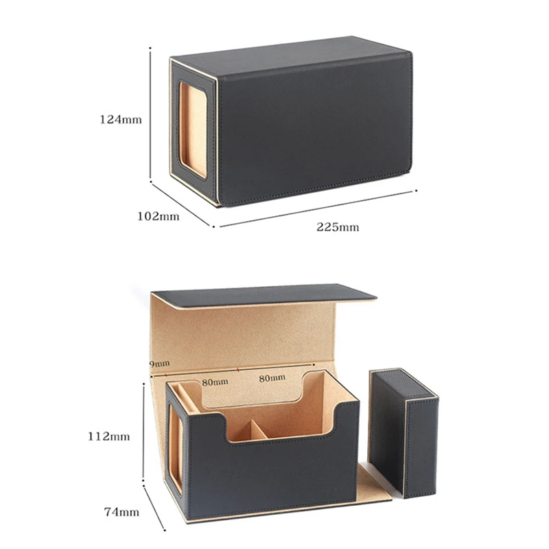 Card Deck Box With Display Window,Card Deck Case With Dice Tray Card Storage Box 35Pt Magnetic Card Holder