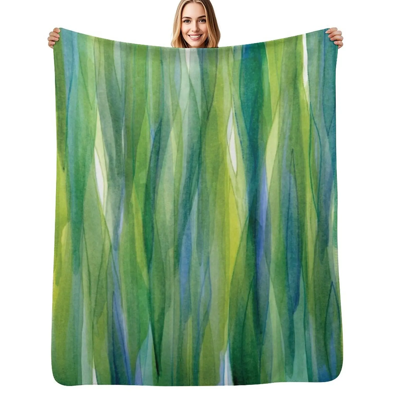 

Green Blue Sea Glass Throw Blanket Cozy Home Blanket Gift for Christmas Holiday