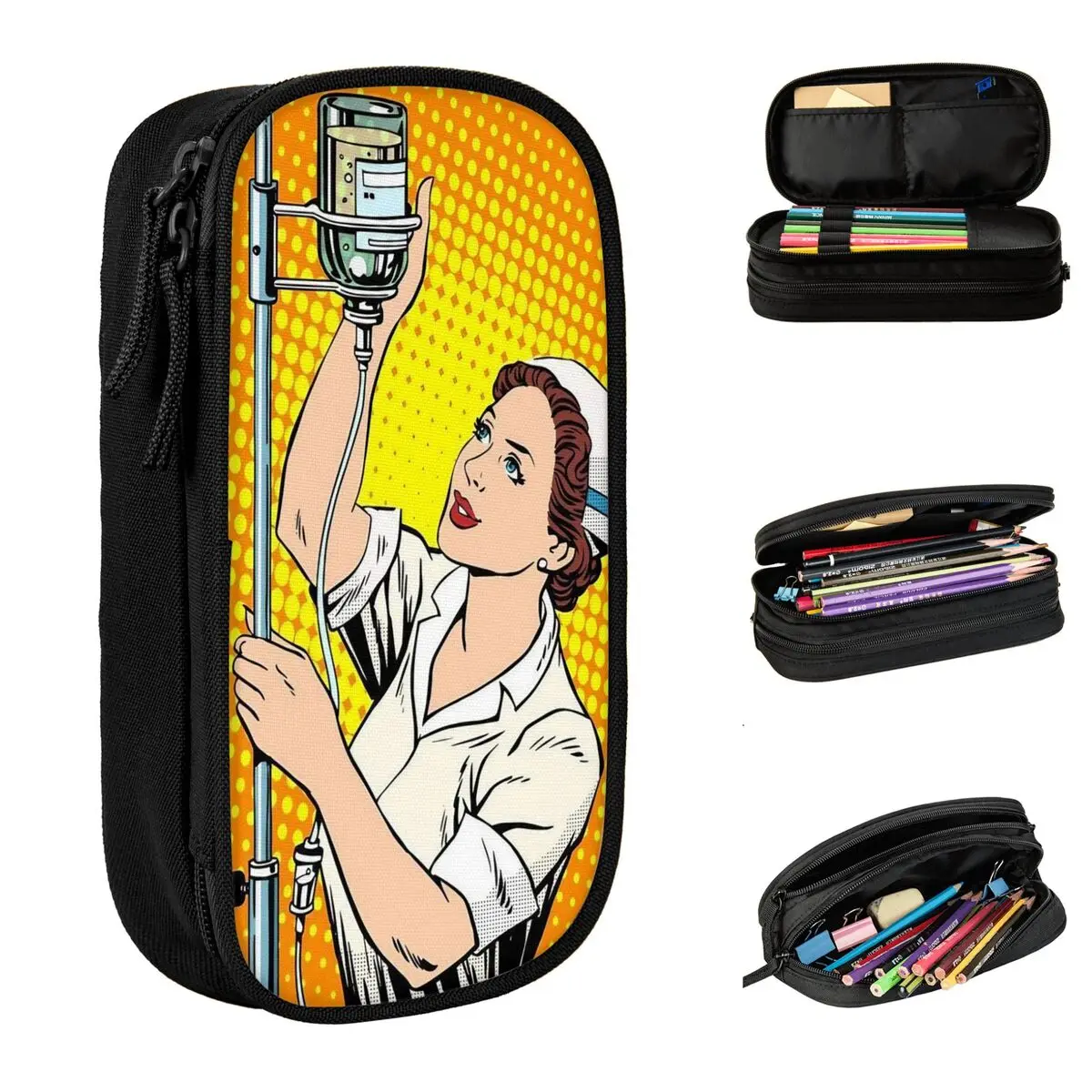 

New Doctor Nurse Enfermera En Apuros Pencil Case Pencilcases Pen Holder for Student Large Storage Bags Office Gifts Stationery