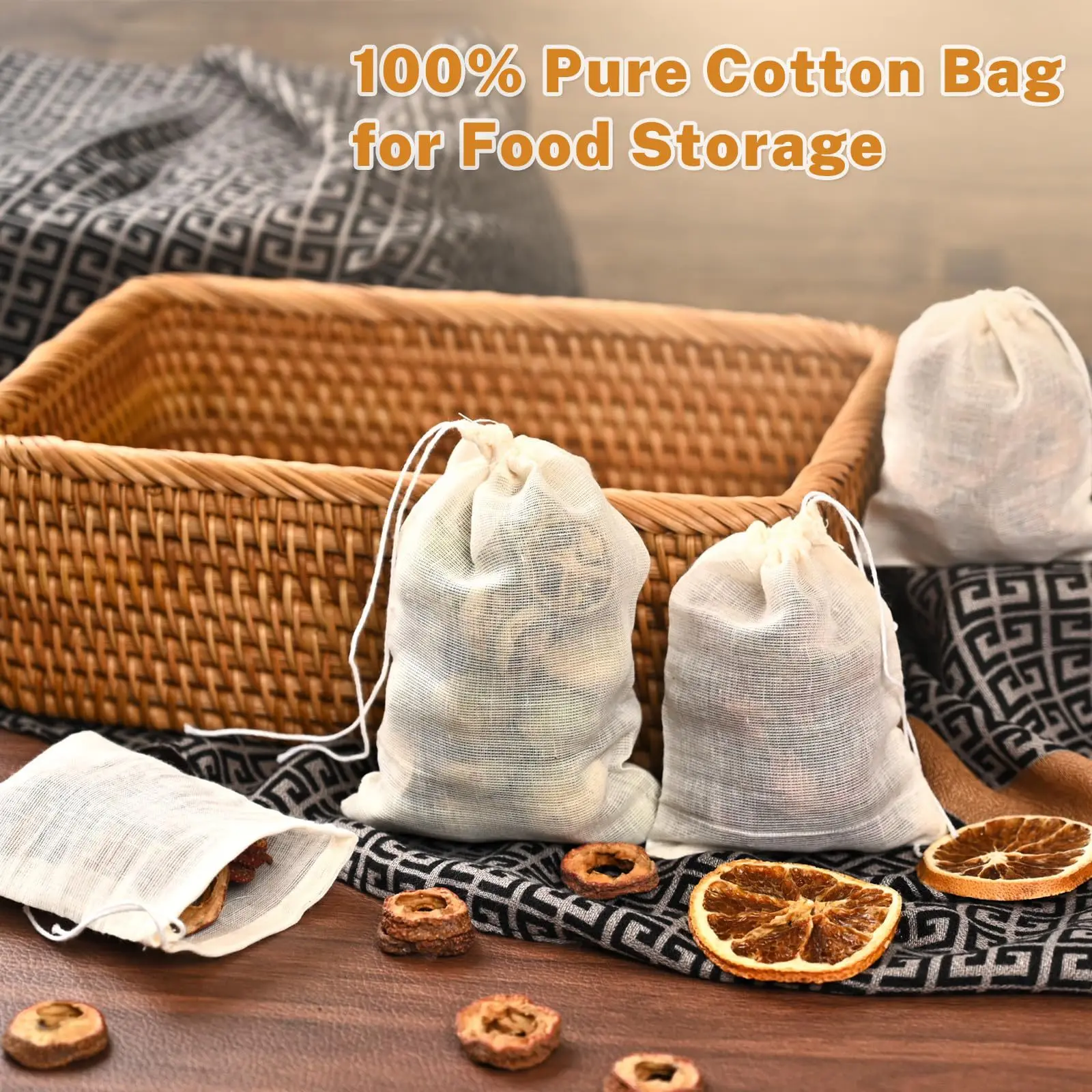Cotton Cloth Bag Reusable Locking Spice Strainer Mesh Filter Chinese Medicine Herbal Ball Cooking Tools Colander Soup Tea Bag