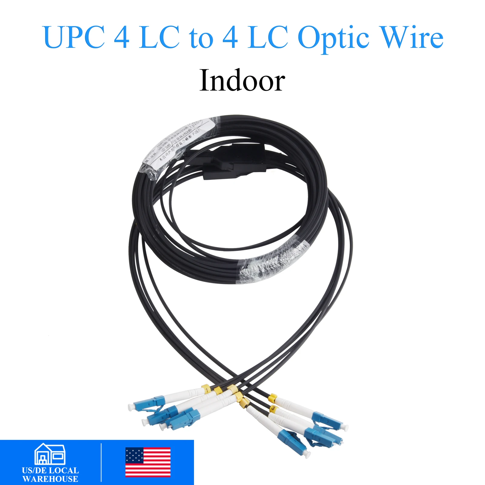 

США 4-жильный одномодовый оптоволоконный патч-корд — 4 LC UPC — 4 LC UPC для внутреннего удлинителя LC UPC, 80 м