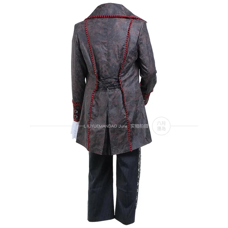 

Alice Cosplay Johnny Depp as Mad Hatter Outfit Jacket Pants Tie Halloween Costume For Adult Full Suit Halloween hat shoes props
