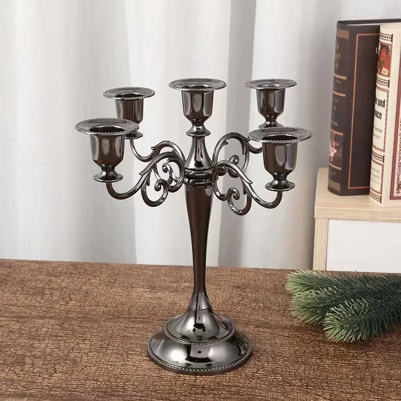 Candle Holders 3-arms/5-arms Bronze Metal Wedding Candlestick Decoration Candle Stand Light Holder for Home Decor