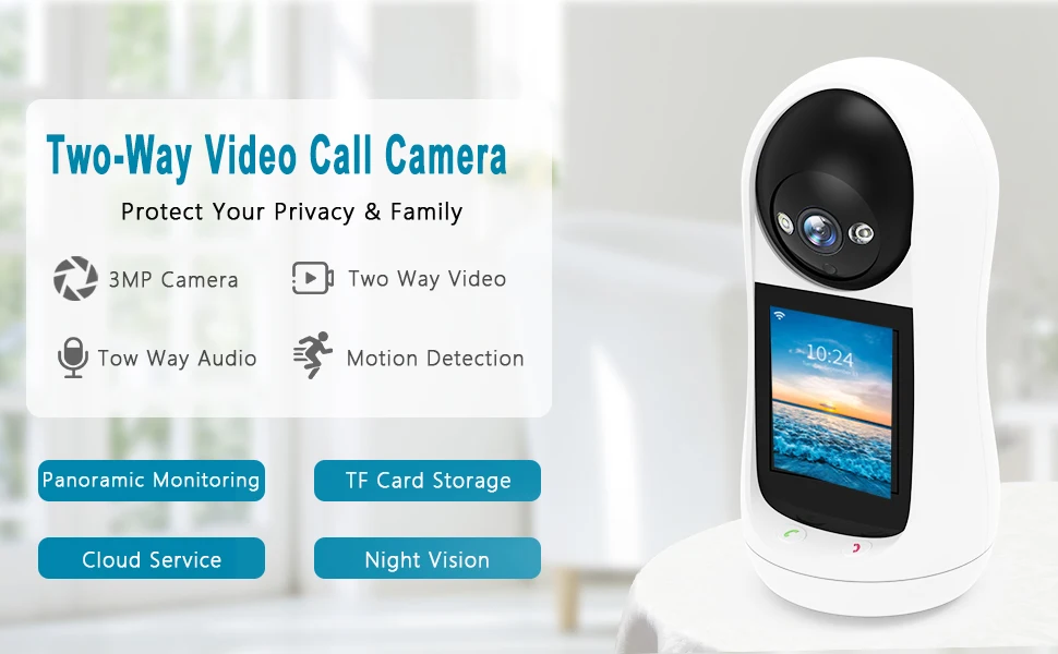 Schermo da 2,8 pollici 3MP iCsee APP Video bidirezionale Chiamata PTZ Telecamera dome IP AI Rilevazione umanoide Sicurezza domestica CCTV Baby Monitor