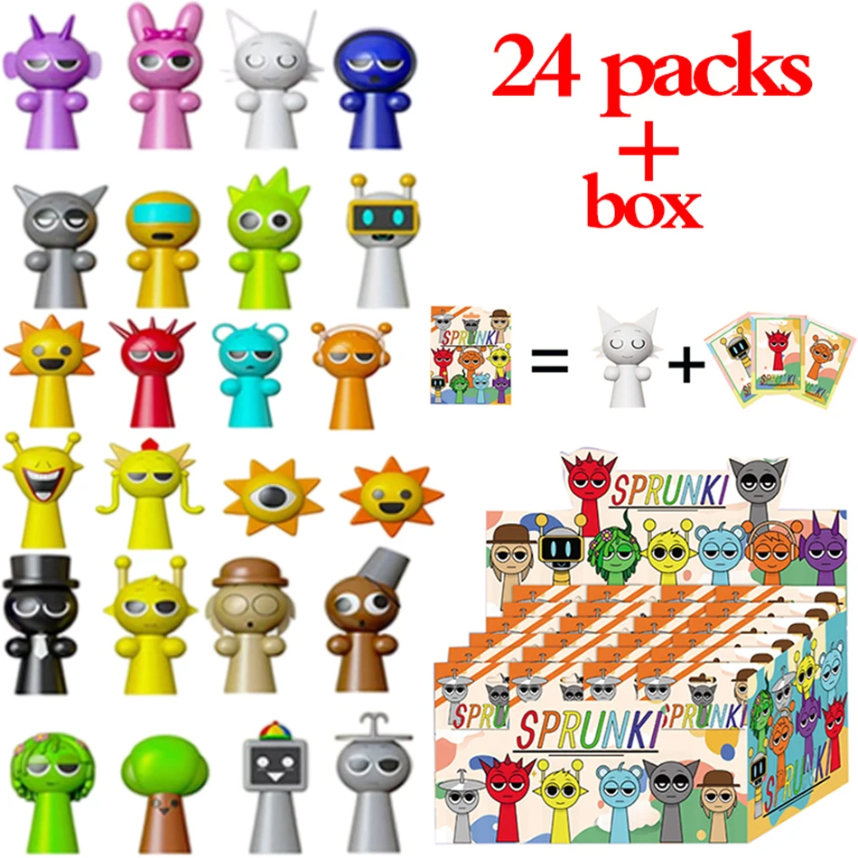 2-24pcs Sprunki Blind Box Anime figures Mystery game Doll Figure PVC model Toys desktop Decorative Kids birthday Christmas Gifts