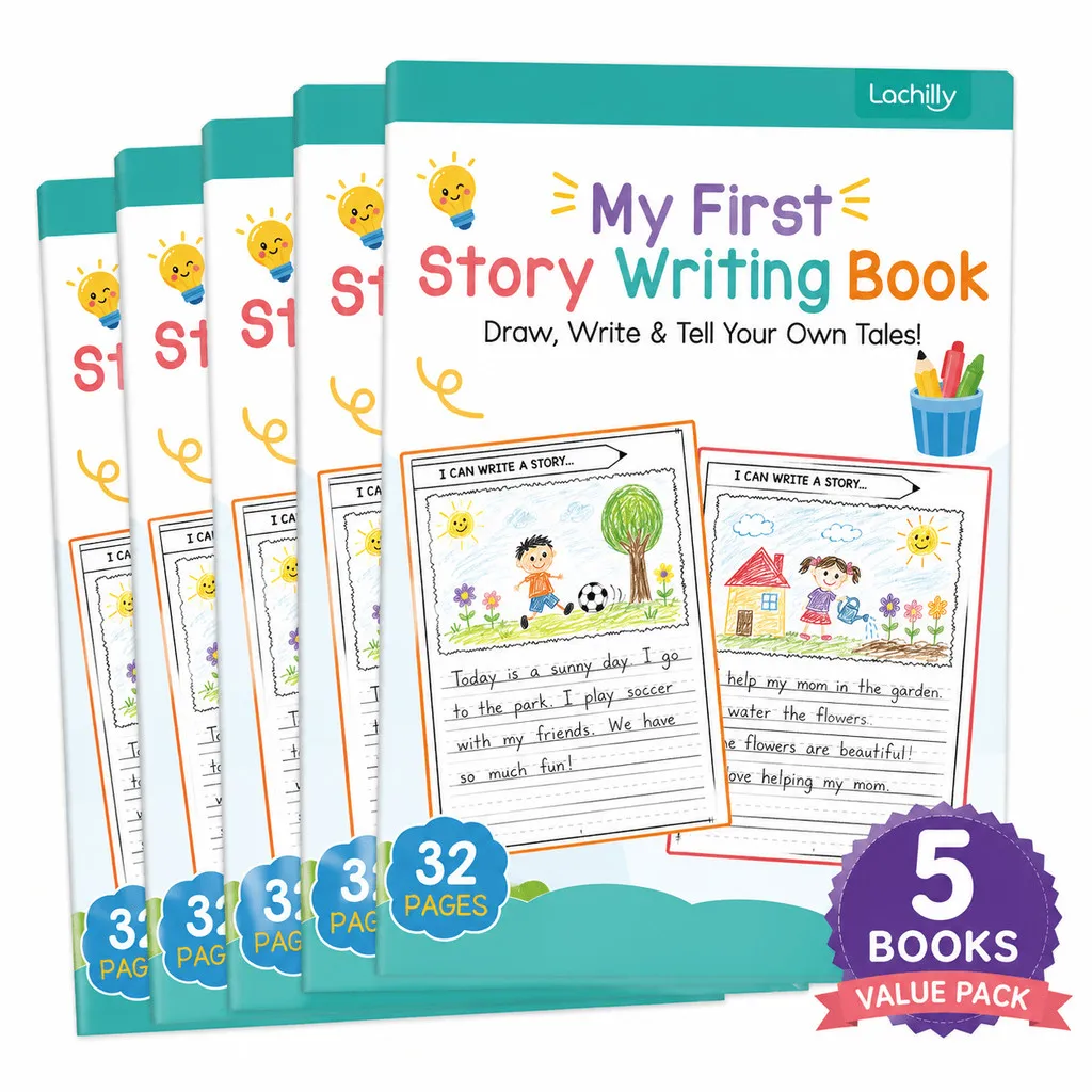 5 Books Value Pack - My First Story Writing Book for Kids Preschool Kindergarten Draw & Write Sentence Building English Workbook