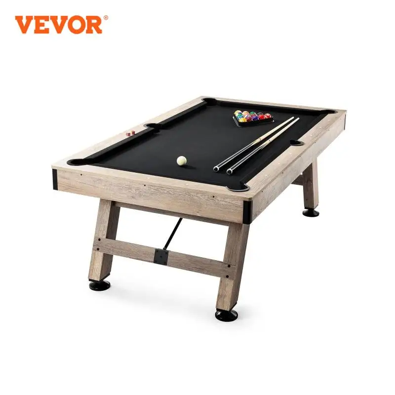 طقم طاولة بلياردو VEVOR مع أرجل قابلة للتعديل ، طاولة ثابتة ، 7 أقدام ، تتضمن كرات ، أعمدة ، طباشير ، فرشاة
