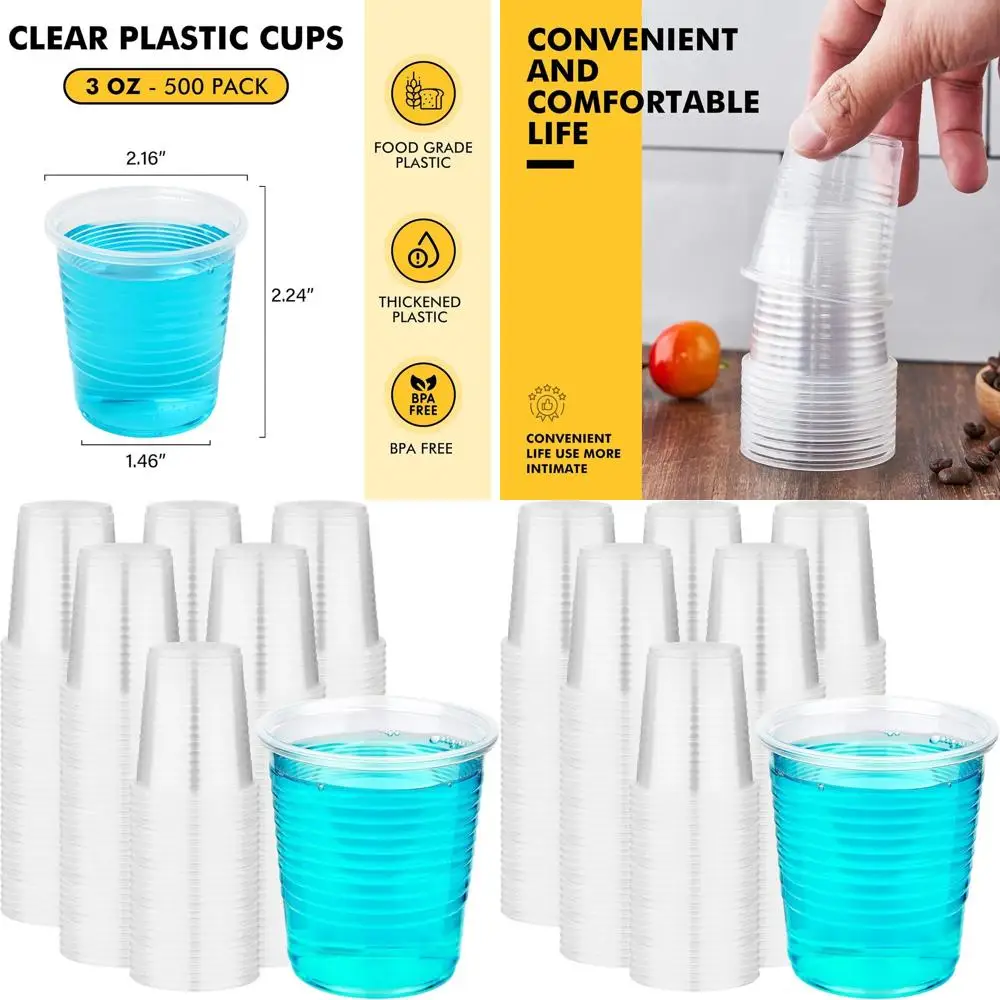 

3 oz Clear Plastic Cups, 2000 Count, Disposable Cups for Parties, Ideal for Weddings, Thanksgiving, Christmas Celebrations