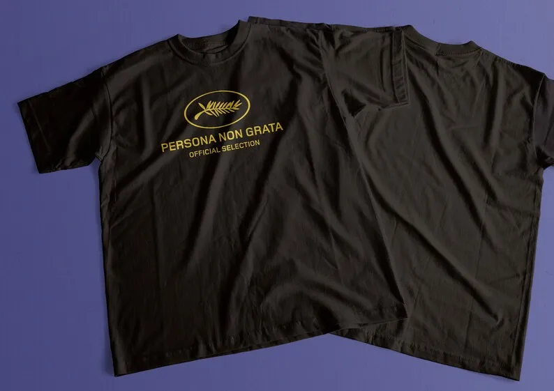 تيشيرو مطبوع بفيلم غير غراتا ، تيشيرو ثقيل الوزن بياقة مدورة ، عودة لاريس فون ترير ، من من من نوع HQ #4