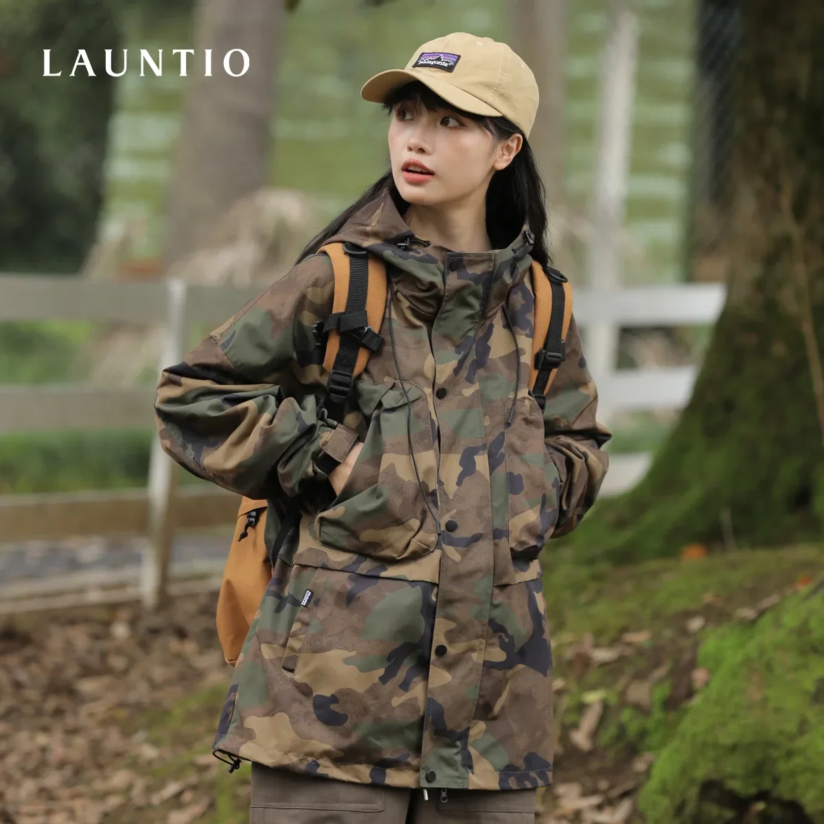 Hooded jacket for men and women the same 2023 fall outdoor camouflage multi-pocket overalls jacket for men