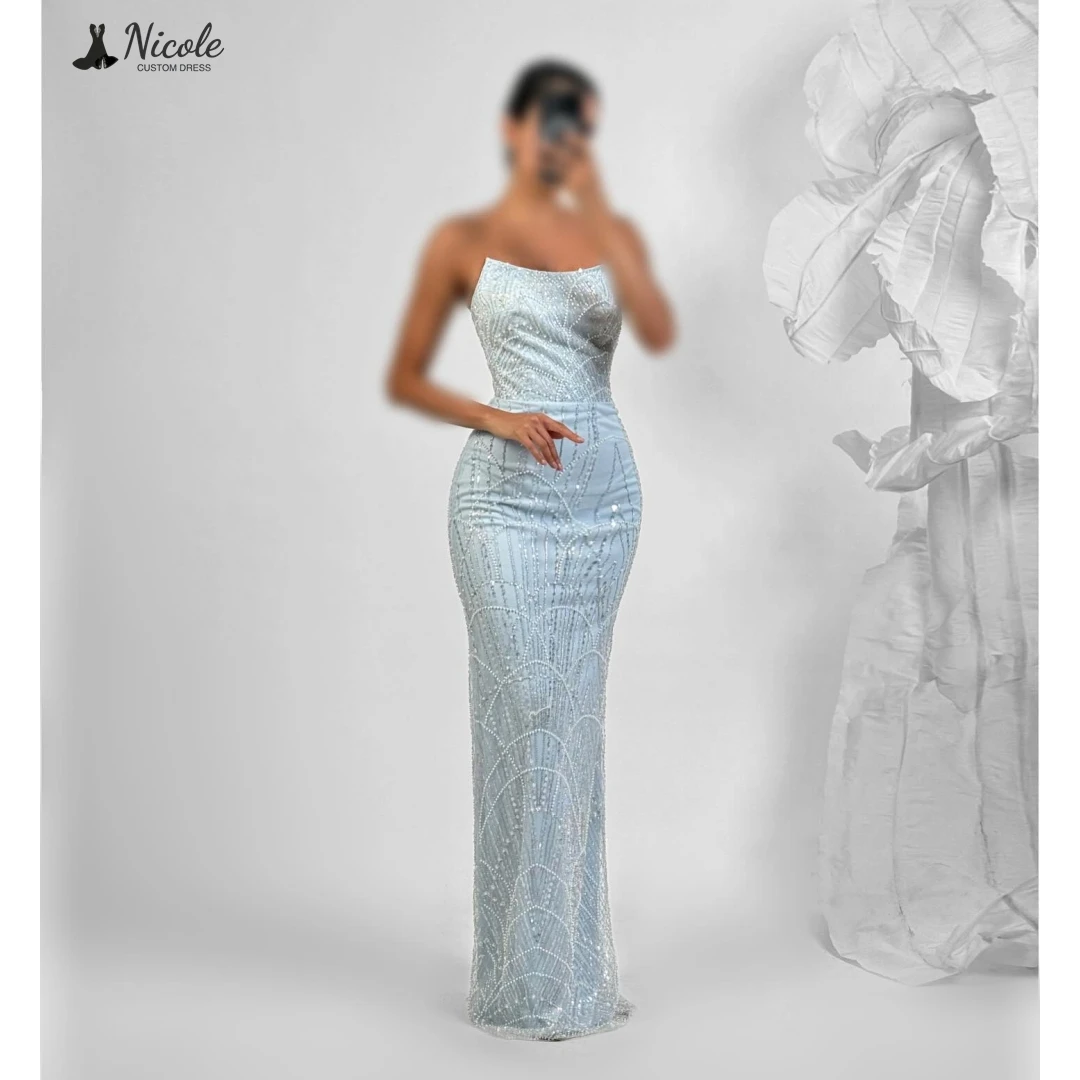 

Nicole Custom Made Evening Dresses Woman Elegant Women's Dresses for Wedding Party Dress Fishtail Skirt Robe Soiree Off-shoulder