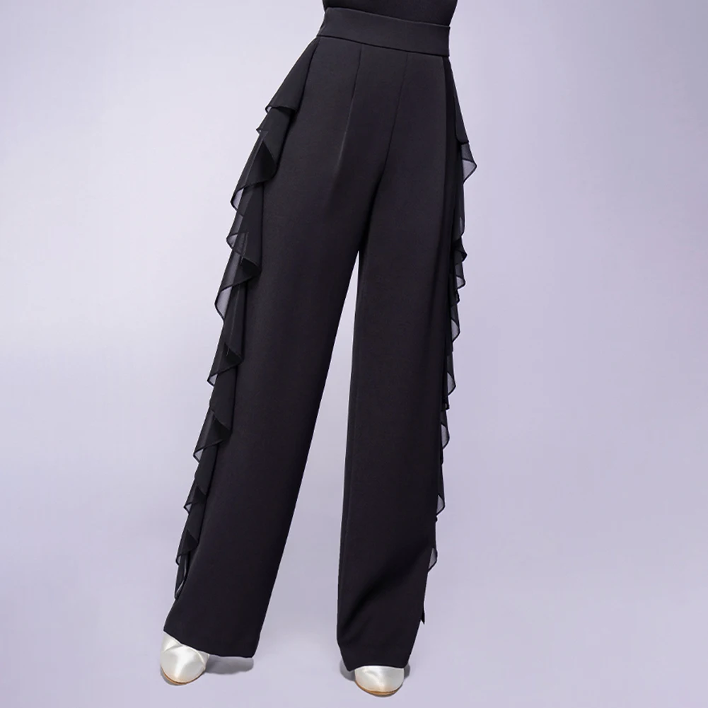 フローティングヤーン社交ダンスストレートレッグパンツ練習パンツブラック新標準競技ダンスパンツブルー社交ダンス