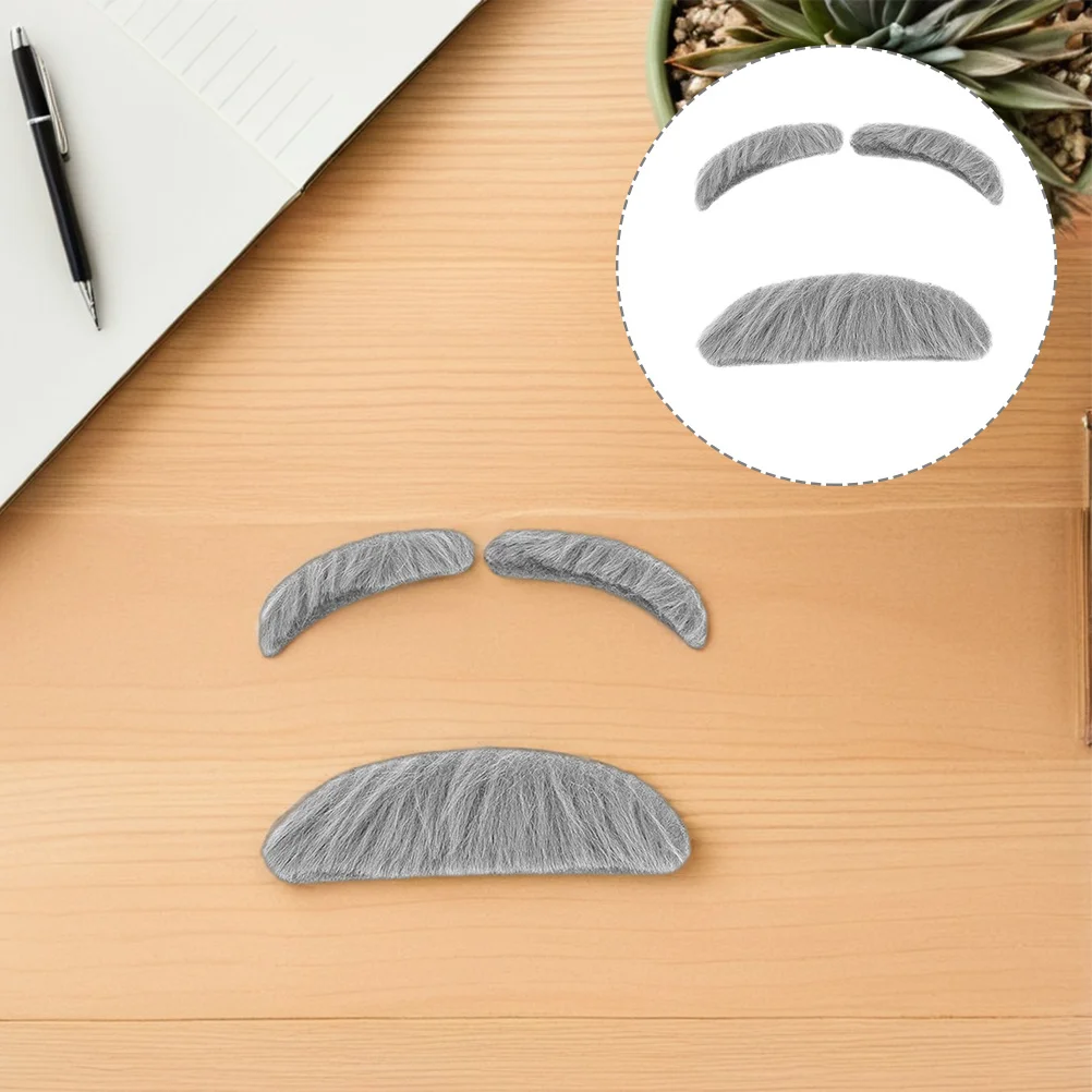 

4Sets Fake Mustache and Old Man Eyebrows Realistic Adhesive Props for Halloween Costume Party Cosplay Men Decorative Beard Kit