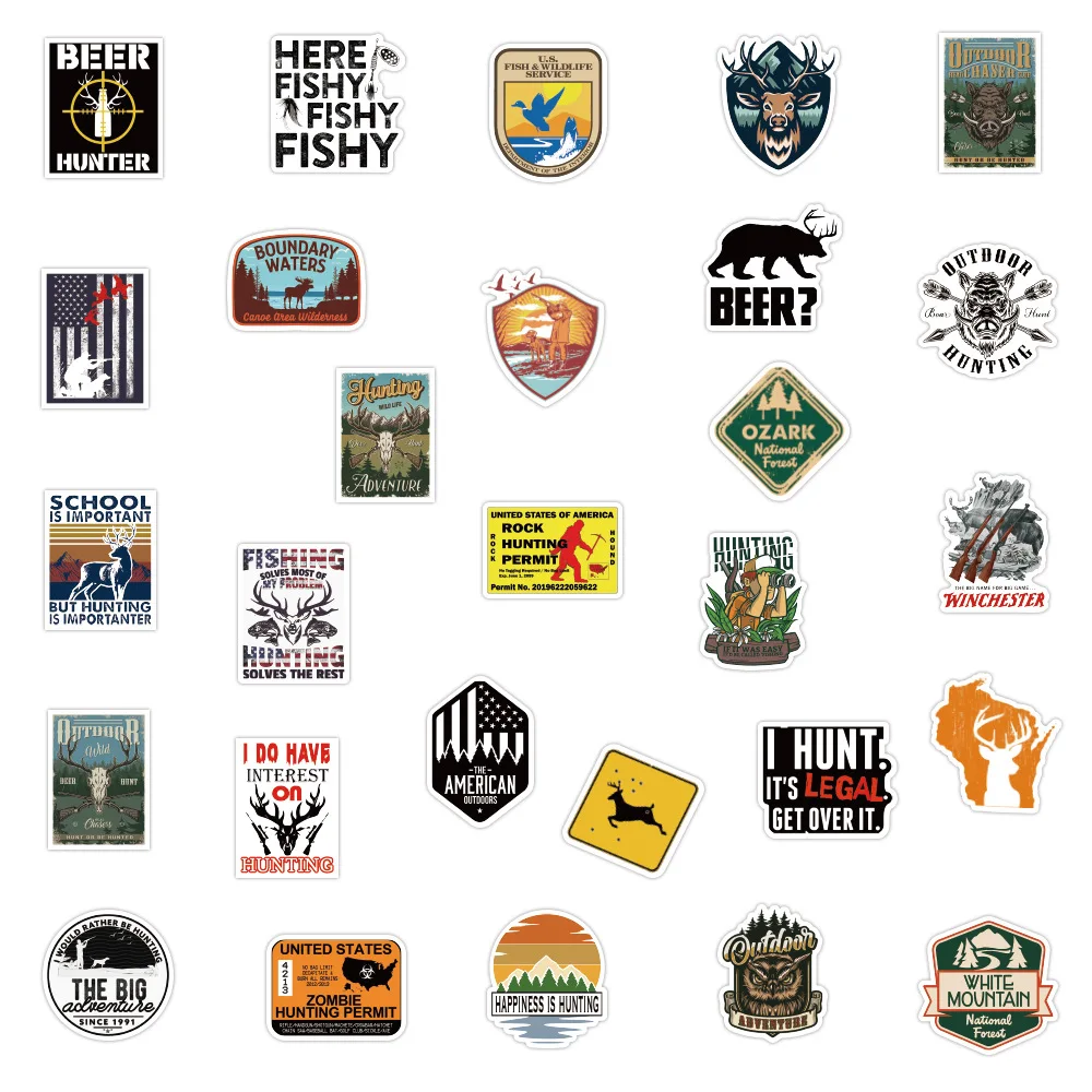 

10/50PCS Outdoor Hunting Bow Arrow Deer Head Sticker DIY Phone Laptop Luggage Skateboard Graffiti Decals Fun for Kid Toys Gifts