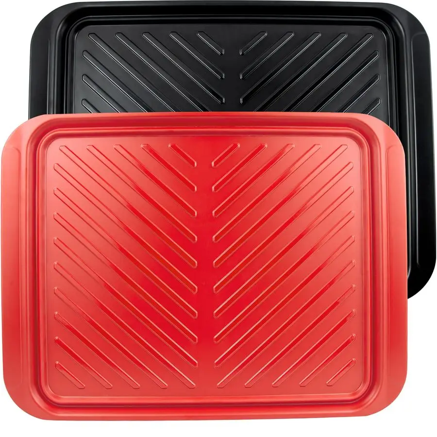 

Подносы для гриля и сервировки, 17,3 x 13 дюймов, для сырых и готовых продуктов, из меламина, набор из 2 штук, черные