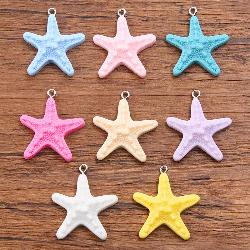 Breloques en résine en forme d'étoile de mer couleur dopamine, pendentifs océaniques, accessoires de bricolage pour téléphone, sac, bracelet, bijoux, cadeaux artisanaux, 10 pièces