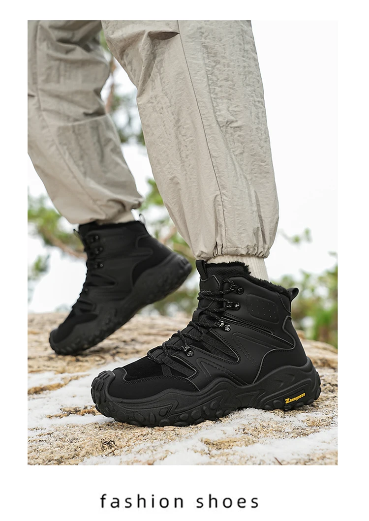 Herbst- und Winter-Herren-High-Top-Schuhe in Übergröße, Outdoor-Fleece-gefütterte Warme Schneesportschuhe, mit Komfortablem und Hautfreundlichem Futter, Hervorragender Griffigkeit, Geeignet für Outdoor-Aktivitäten und den Täglichen Arbeitsweg – Detail 13