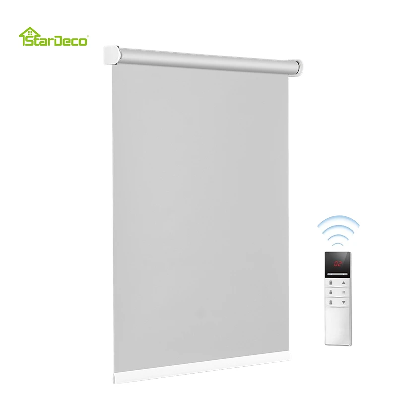 Customized Roller Blinds for Window Blinds 100% Blockout Waterproof and Stain Resistant Fabric Motor Control Smart Blind