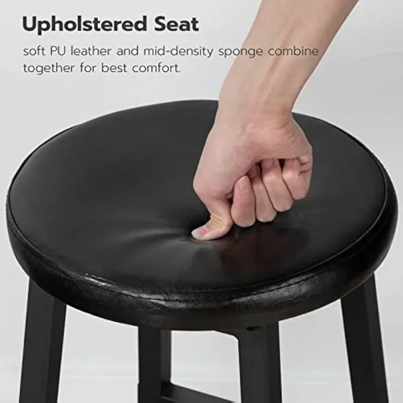 바 의자, 바 의자 2개 세트, 24인치 PU 덮개를 씌운 높이 의자, 발판이 있는 주방 아침 식사 의자,