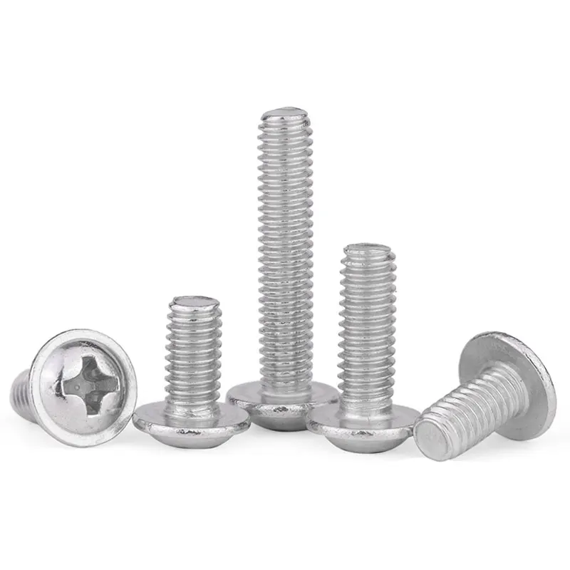 10~100pcs M1.4 M2 M2.5 M3 M4 M5 M6 304 Stainless Steel Cross Phillips Pan Round Truss Head With Washer Padded Collar Screw Bolt