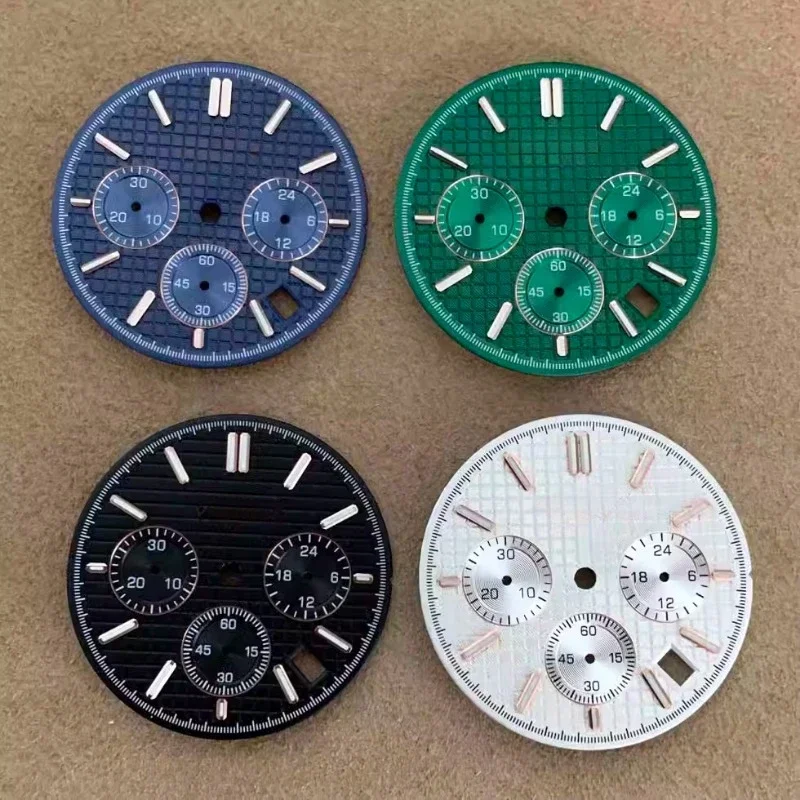 VK63 Dial 33.6mm Dial S Suitable for Movement Quartz VK63 Movement Green Luminous Literal Watch Accessories Assembly NEW DIY