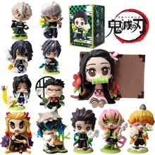 Demon slayer tanjiro kamado nezuko anime figura dos desenhos animados caixa cega criativo personalizado estátua modelo ornamento surpresa caixa de presente