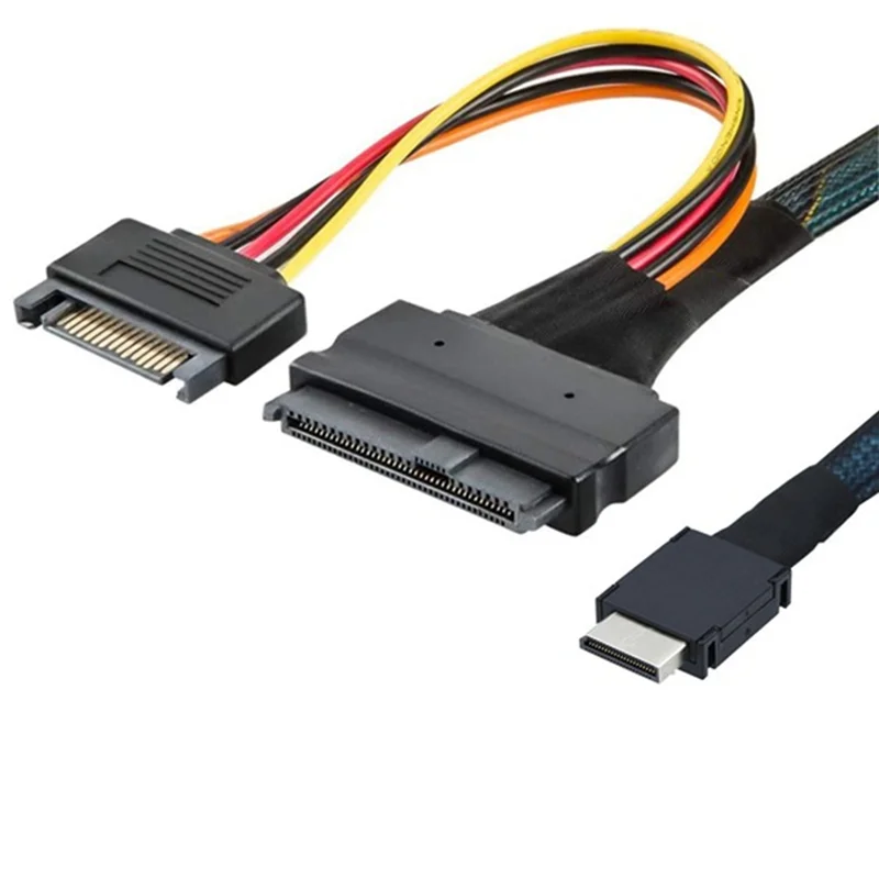 AP-Oculink SFF-8611 4I To Pcie SFF-8639 U.2 Nvme With SATA 15P Male Power Server Cable Computer Accessories
