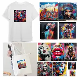 Oil Painting Graffiti Gray Heart Iron Paper Bag Clothes Canvas Bag T-shirt DIY Hoodie Jacket DTF Stickers Are Waterproof